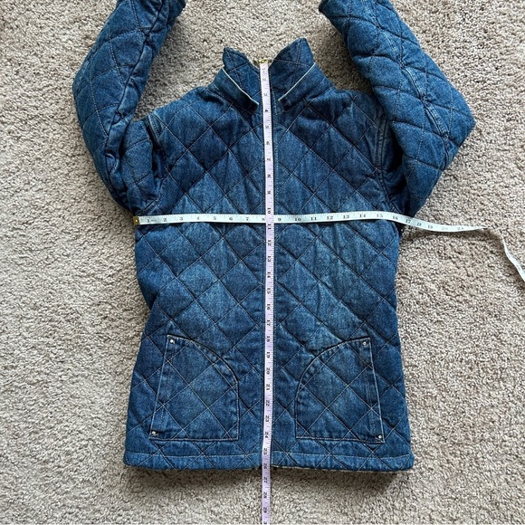 KC Collections Denim Blue Quilted Jacket Leopard Print Lining Zip Up Size 6X - Picture 10 of 11